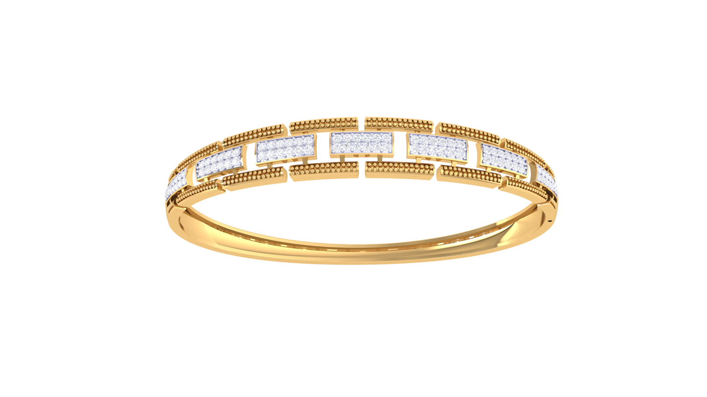 Regal Grid Gold Bracelet - 0.59 Ct Sparking Diamond Panels