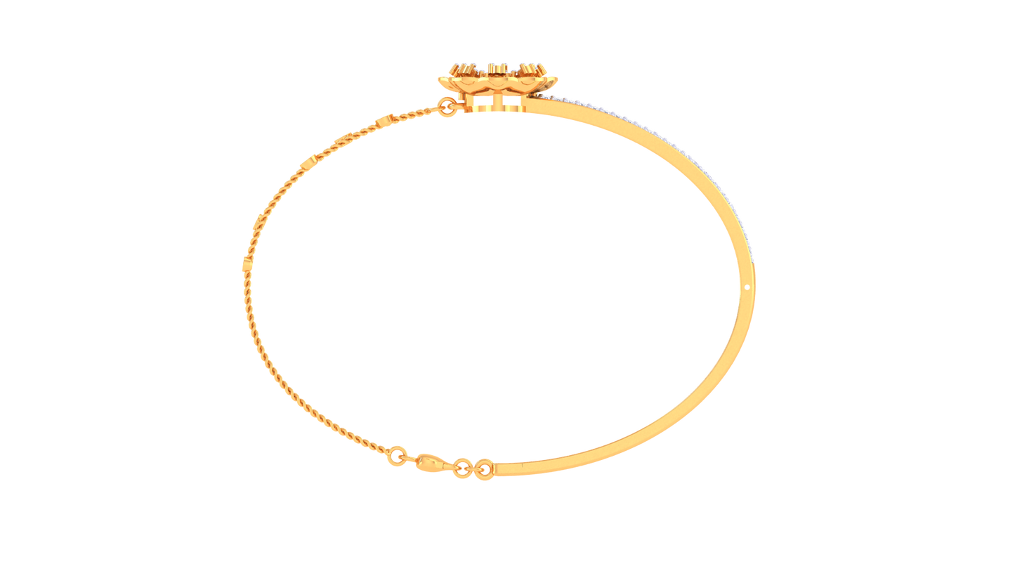 Bloomline Elegance Gold Bracelet With Dual-Band Floral Motif - 0.52 Ct Diamonds