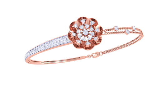 Bloomline Elegance Gold Bracelet With Dual-Band Floral Motif - 0.52 Ct Diamonds