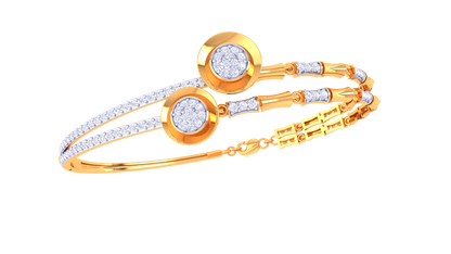 Twin Halo Gold Bracelet With Dual Circular Accents - 0.63 Ct Diamonds