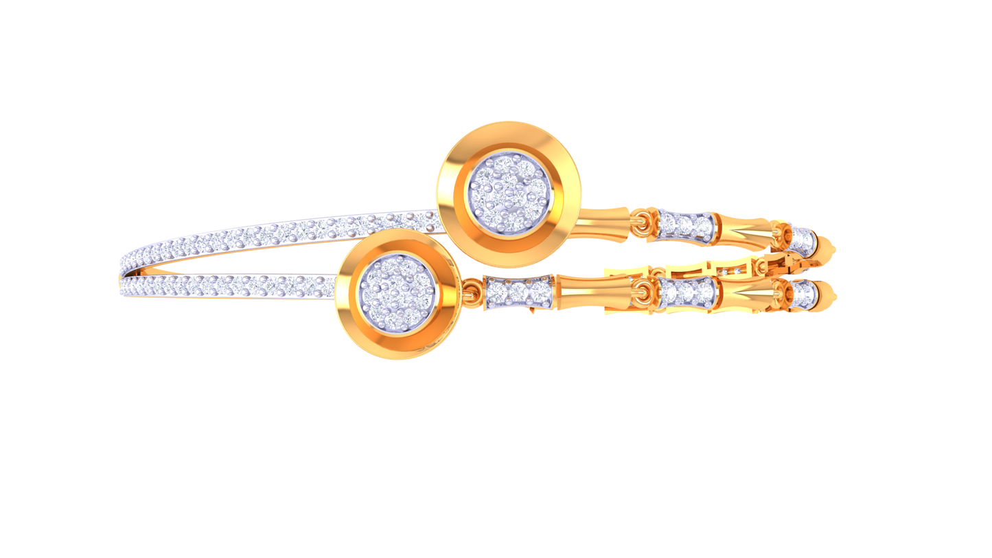 Twin Halo Gold Bracelet With Dual Circular Accents - 0.63 Ct Diamonds