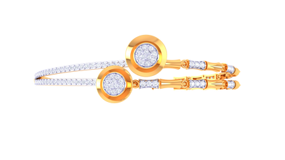 Twin Halo Gold Bracelet With Dual Circular Accents - 0.63 Ct Diamonds