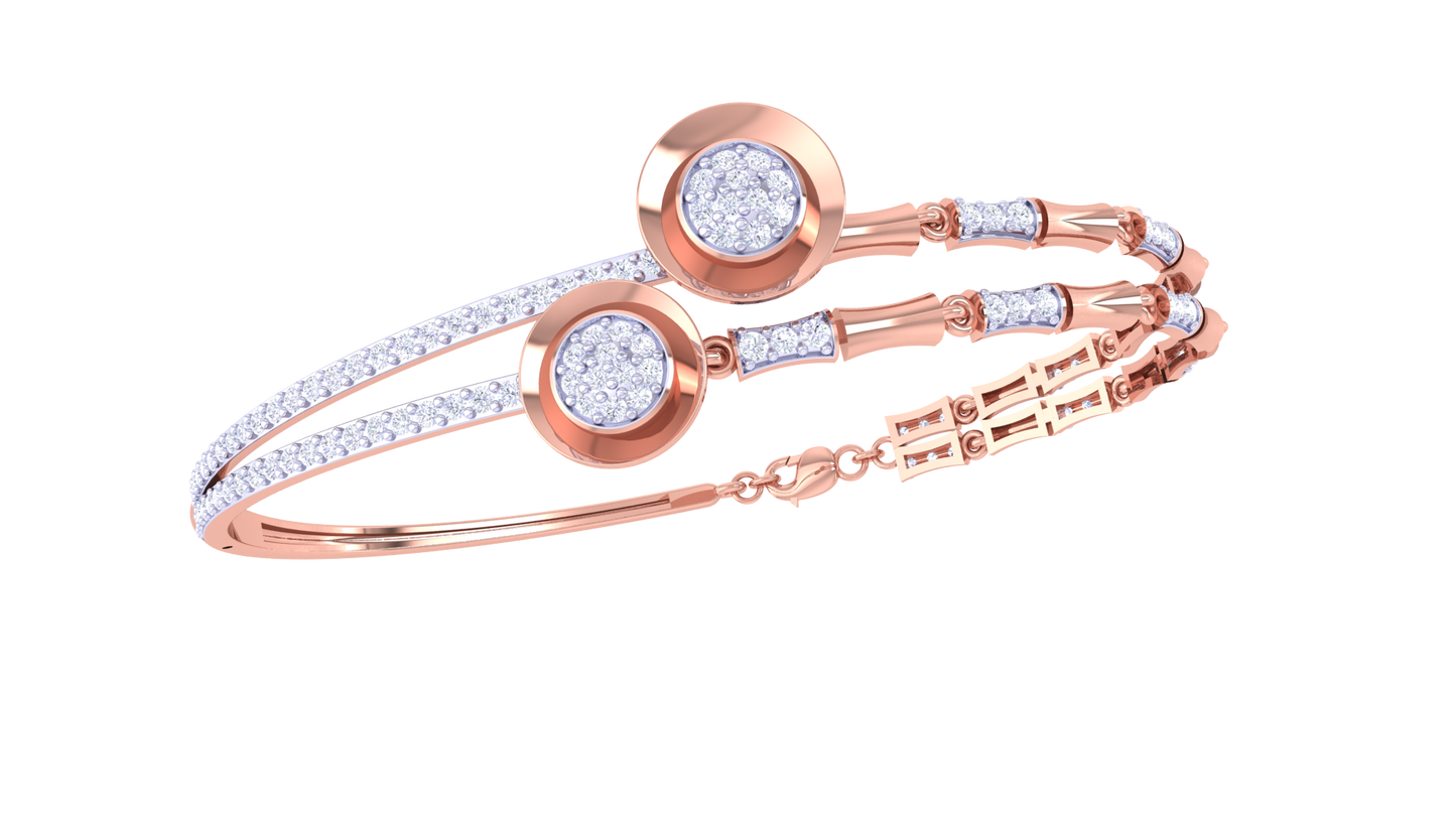 Twin Halo Gold Bracelet With Dual Circular Accents - 0.63 Ct Diamonds
