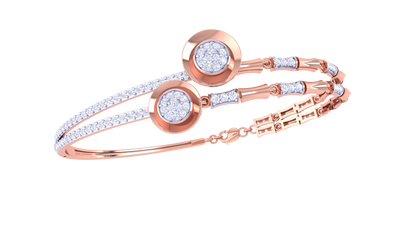 Twin Halo Gold Bracelet With Dual Circular Accents - 0.63 Ct Diamonds
