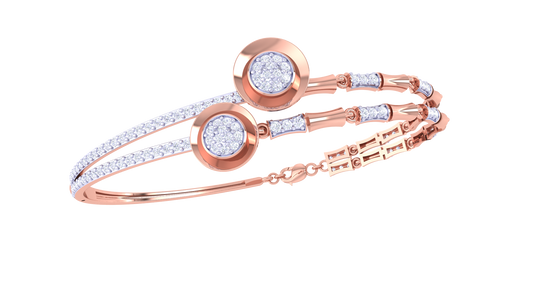 Twin Halo Gold Bracelet With Dual Circular Accents - 0.63 Ct Diamonds