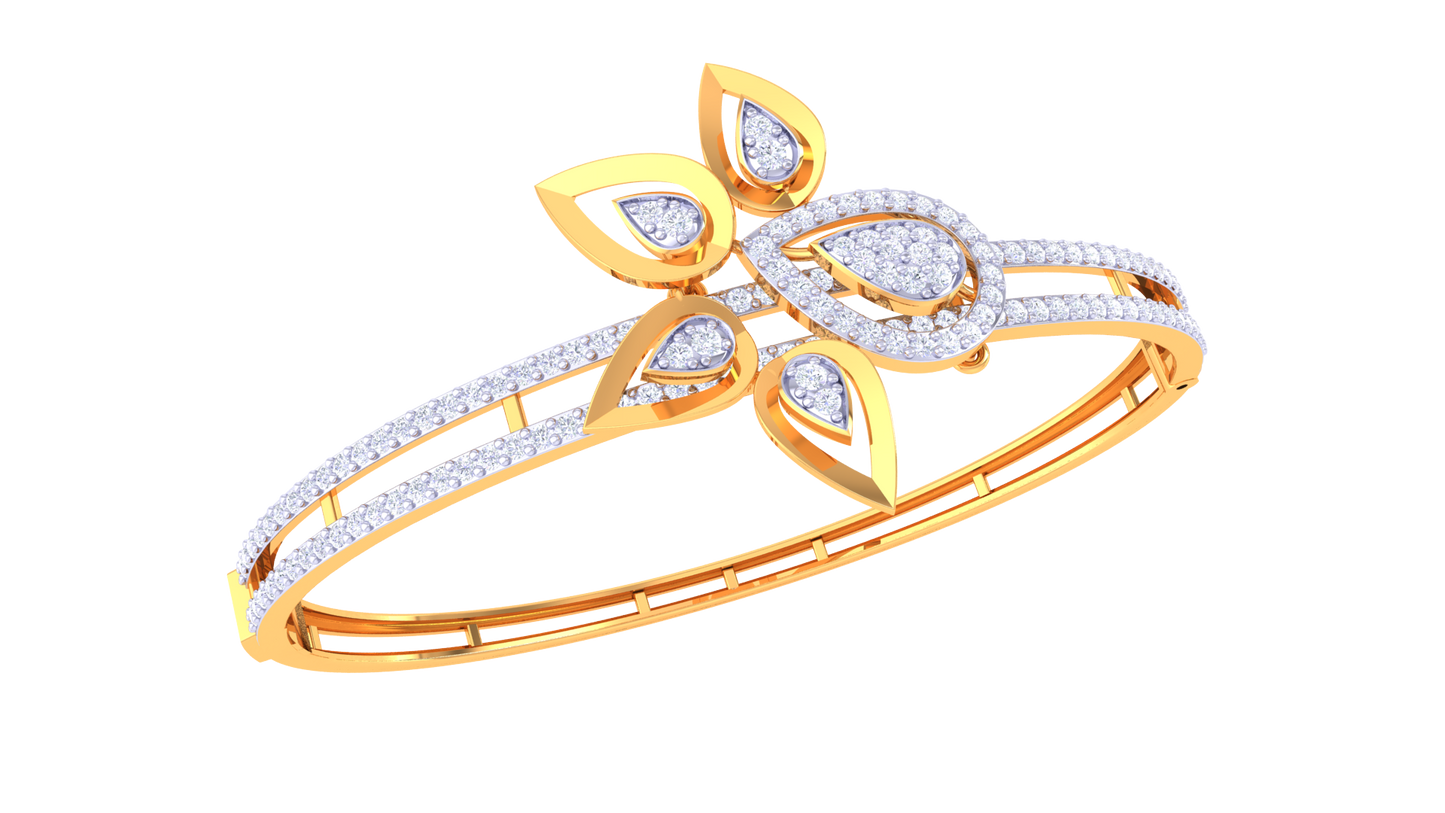 Floral Embrace Gold Bracelet – 1.47 Ct Dazzling Diamonds