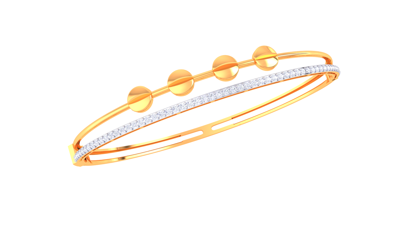 Modern Elegance Twin Band Gold Bracelet - 0.45 Ct Diamonds