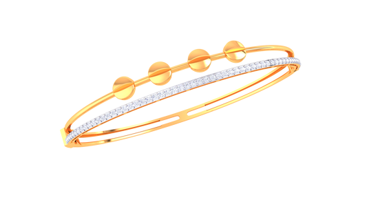 Modern Elegance Twin Band Gold Bracelet - 0.45 Ct Diamonds