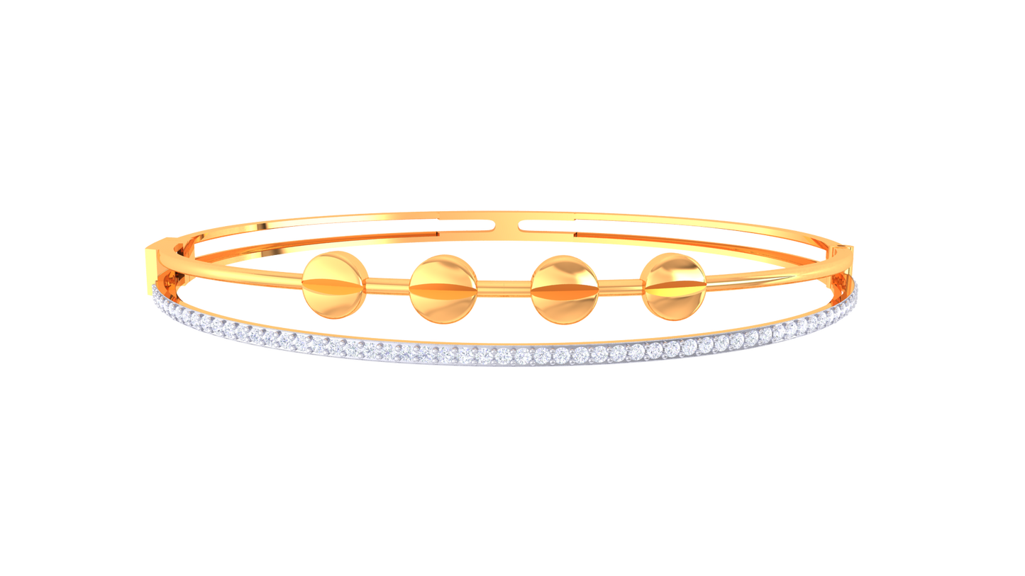 Modern Elegance Twin Band Gold Bracelet - 0.45 Ct Diamonds