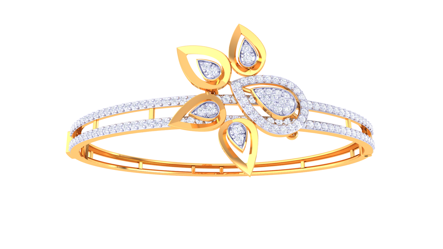 Floral Embrace Gold Bracelet – 1.47 Ct Dazzling Diamonds