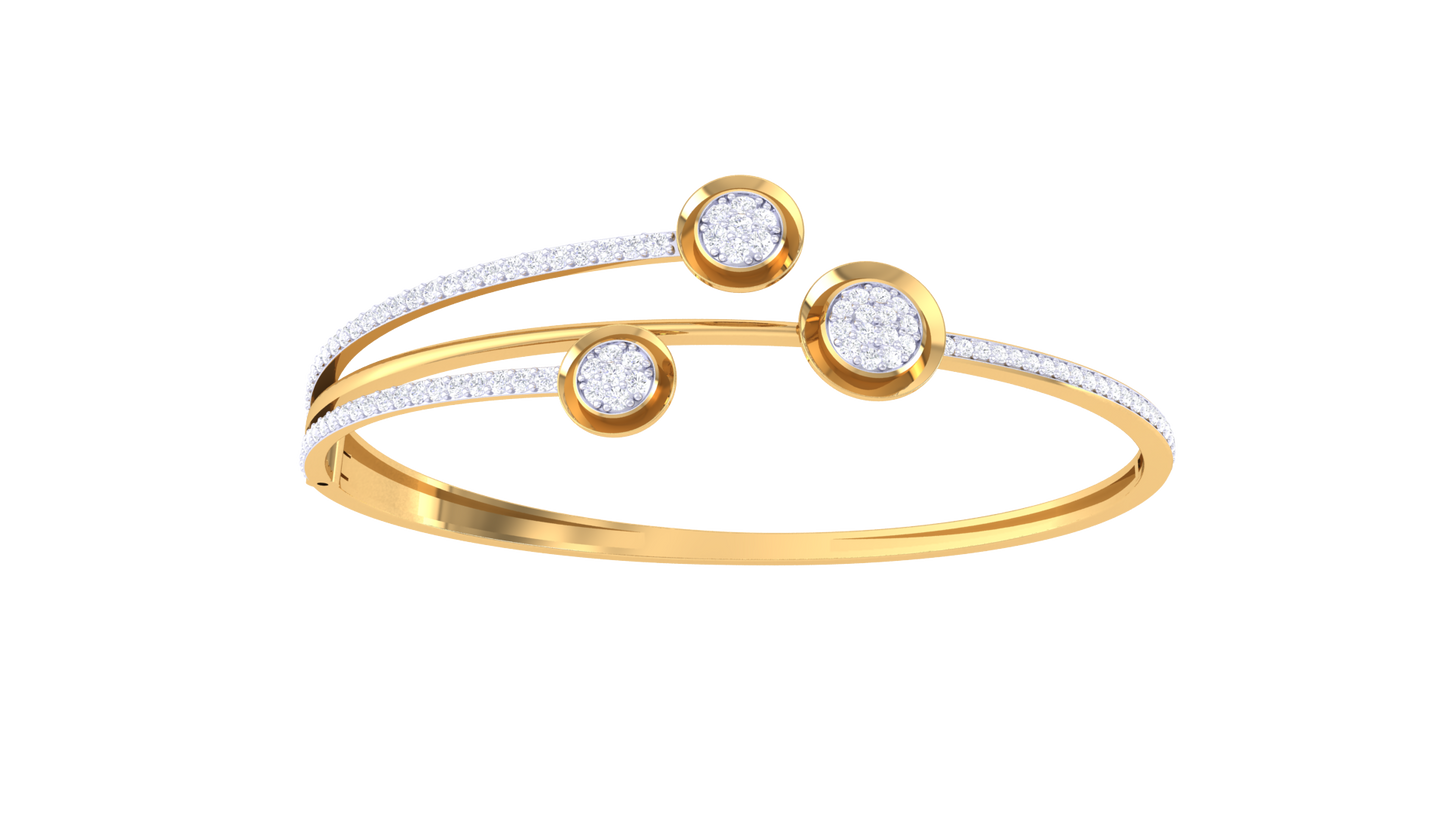 Triple Bezel Cluster Bracelet In Yellow Gold - 0.84 Ct Modern Diamonds