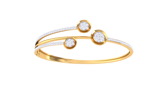 Triple Bezel Cluster Bracelet In Yellow Gold - 0.84 Ct Modern Diamonds