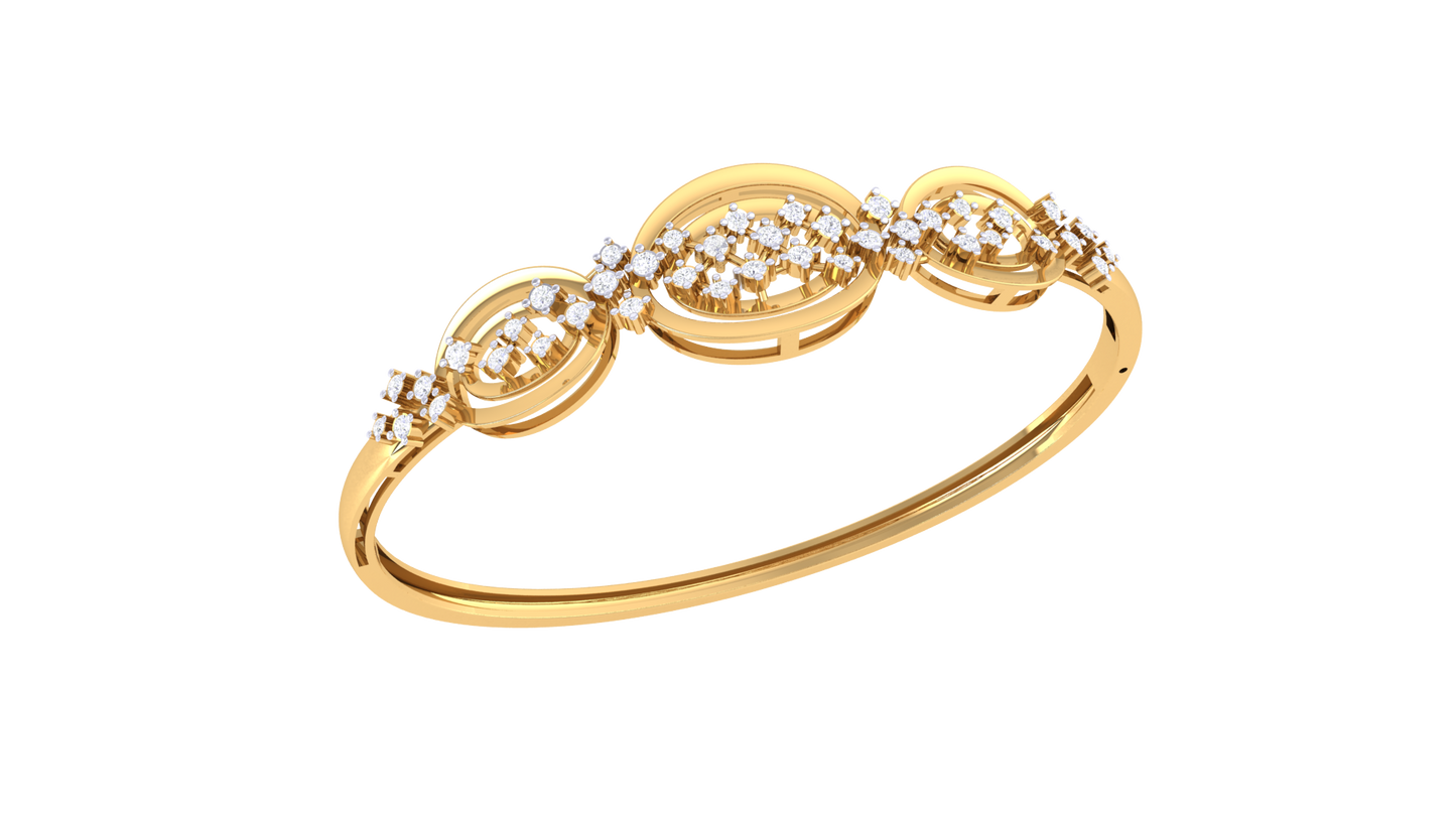 Triple Halo Gold Bracelet - 0.54 Ct Brilliant Cut Diamond Clusters