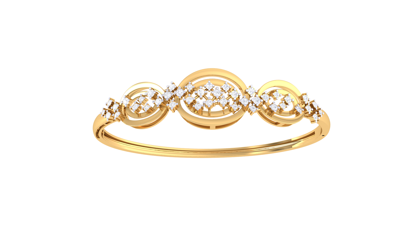 Triple Halo Gold Bracelet - 0.54 Ct Brilliant Cut Diamond Clusters