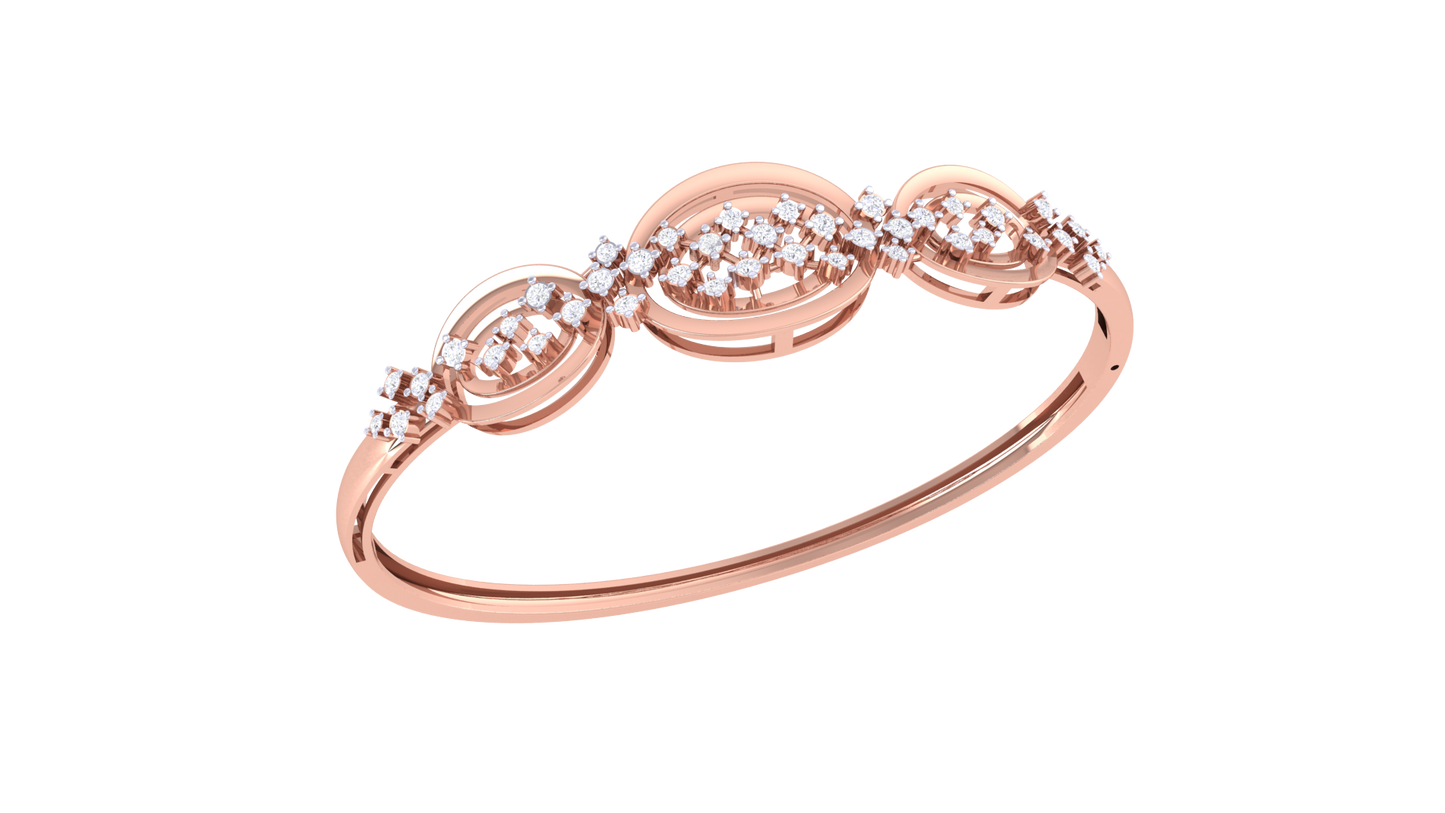 Triple Halo Gold Bracelet - 0.54 Ct Brilliant Cut Diamond Clusters