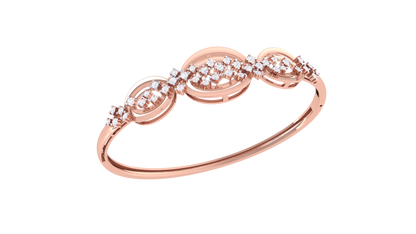 Triple Halo Gold Bracelet - 0.54 Ct Brilliant Cut Diamond Clusters