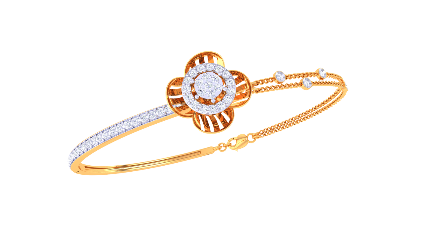 Petal Radiance Gold Bracelet With Concentric Floral Motif - 0.53 Ct Diamonds