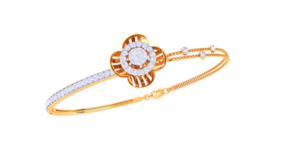 Petal Radiance Gold Bracelet With Concentric Floral Motif - 0.53 Ct Diamonds