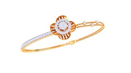 Petal Radiance Gold Bracelet With Concentric Floral Motif - 0.53 Ct Diamonds