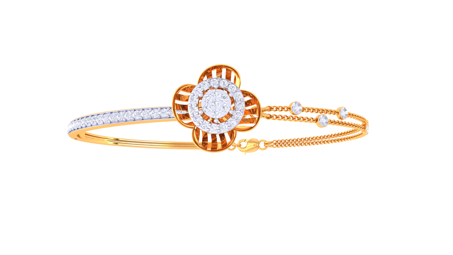 Petal Radiance Gold Bracelet With Concentric Floral Motif - 0.53 Ct Diamonds