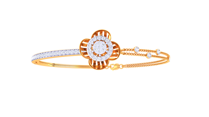 Petal Radiance Gold Bracelet With Concentric Floral Motif - 0.53 Ct Diamonds