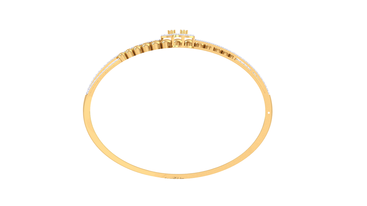 Beaded Bloom Bangle Bracelet In Yellow Gold - 0.84 Ct Brilliant Diamond