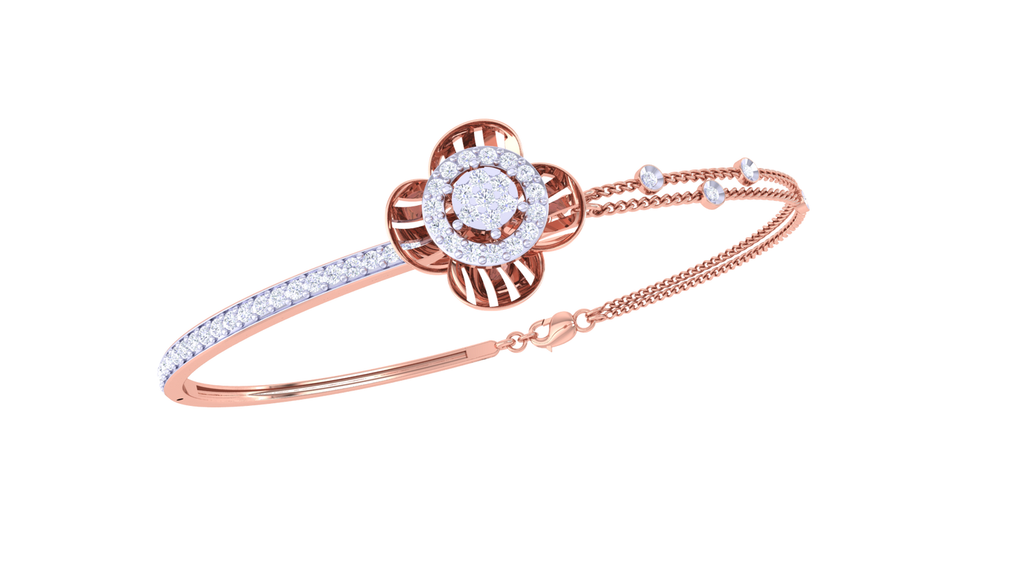 Petal Radiance Gold Bracelet With Concentric Floral Motif - 0.53 Ct Diamonds