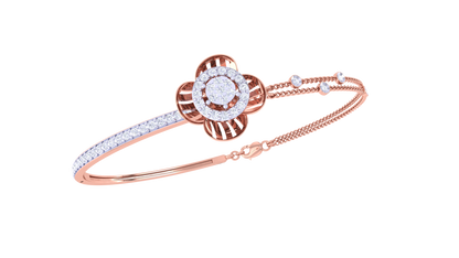 Petal Radiance Gold Bracelet With Concentric Floral Motif - 0.53 Ct Diamonds