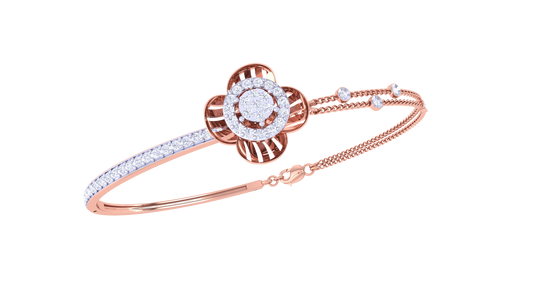 Petal Radiance Gold Bracelet With Concentric Floral Motif - 0.53 Ct Diamonds