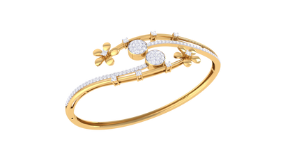 Petal Embrace Bangle Bracelet In Lustrous Gold - 0.86 Ct Brilliant Diamond Flourish