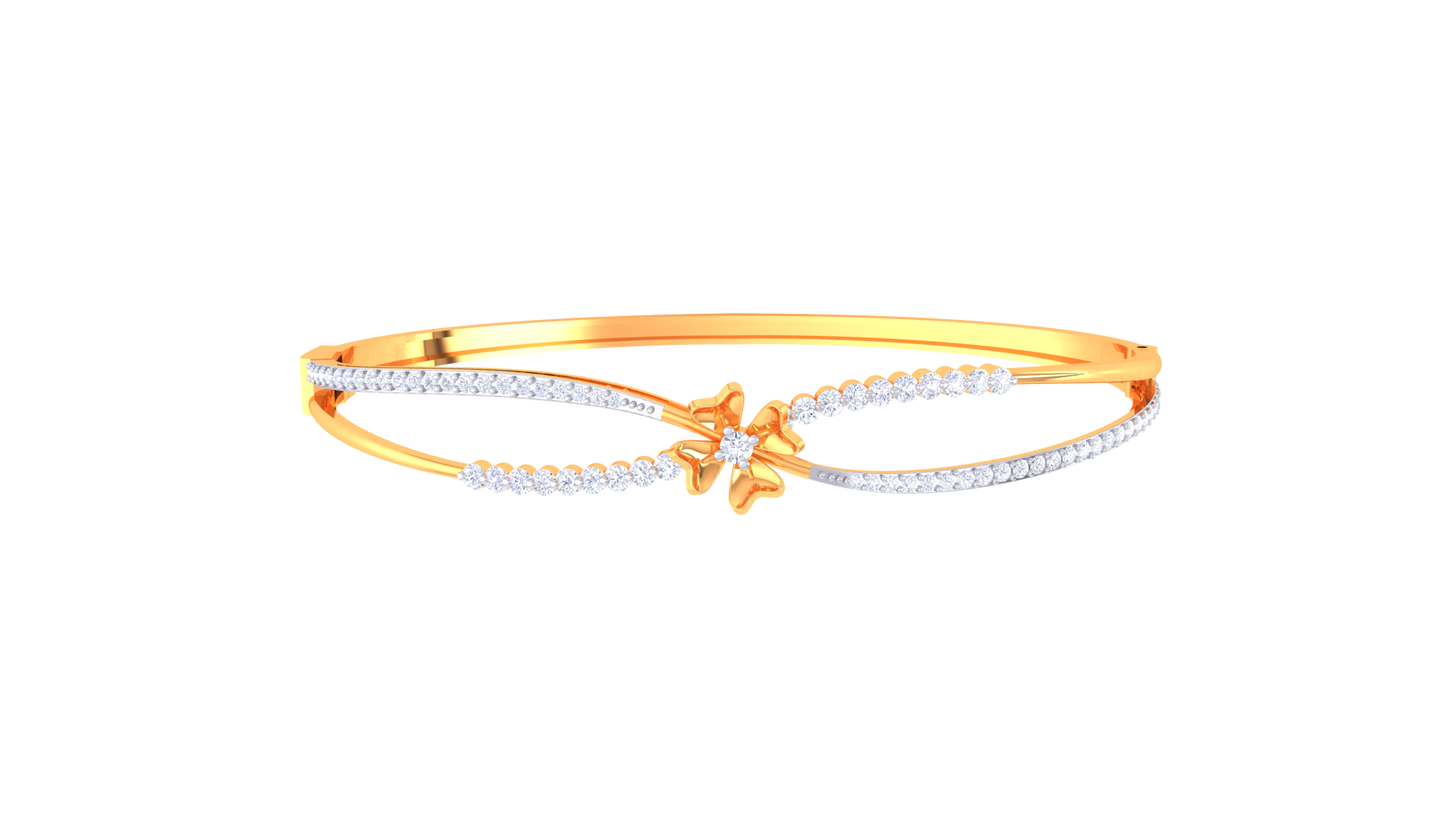 Floral Embrace Gold Bracelet - 0.63 Ct Sparkling Diamonds