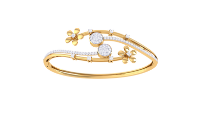 Petal Embrace Bangle Bracelet In Lustrous Gold - 0.86 Ct Brilliant Diamond Flourish