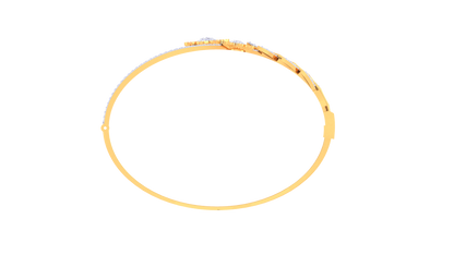 Floral Radiance Dual-Band Gold Bangle - 0.96 Ct Pave Set Diamond Bracelet