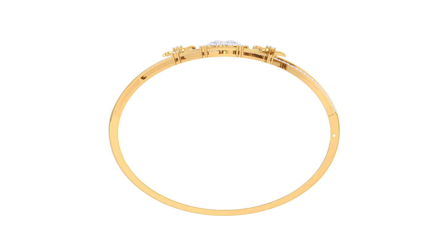 Petal Embrace Bangle Bracelet In Lustrous Gold - 0.86 Ct Brilliant Diamond Flourish