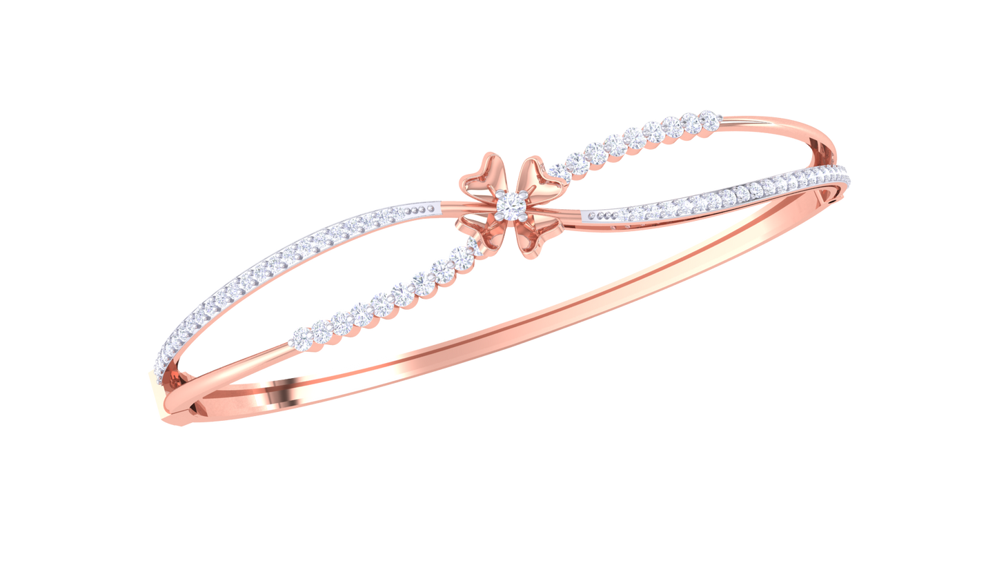 Floral Embrace Gold Bracelet - 0.63 Ct Sparkling Diamonds