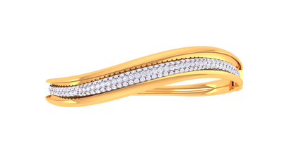 Sculpted Grace Dual-Band Gold Bangle - 1.42 Ct Diamonds Bracelet