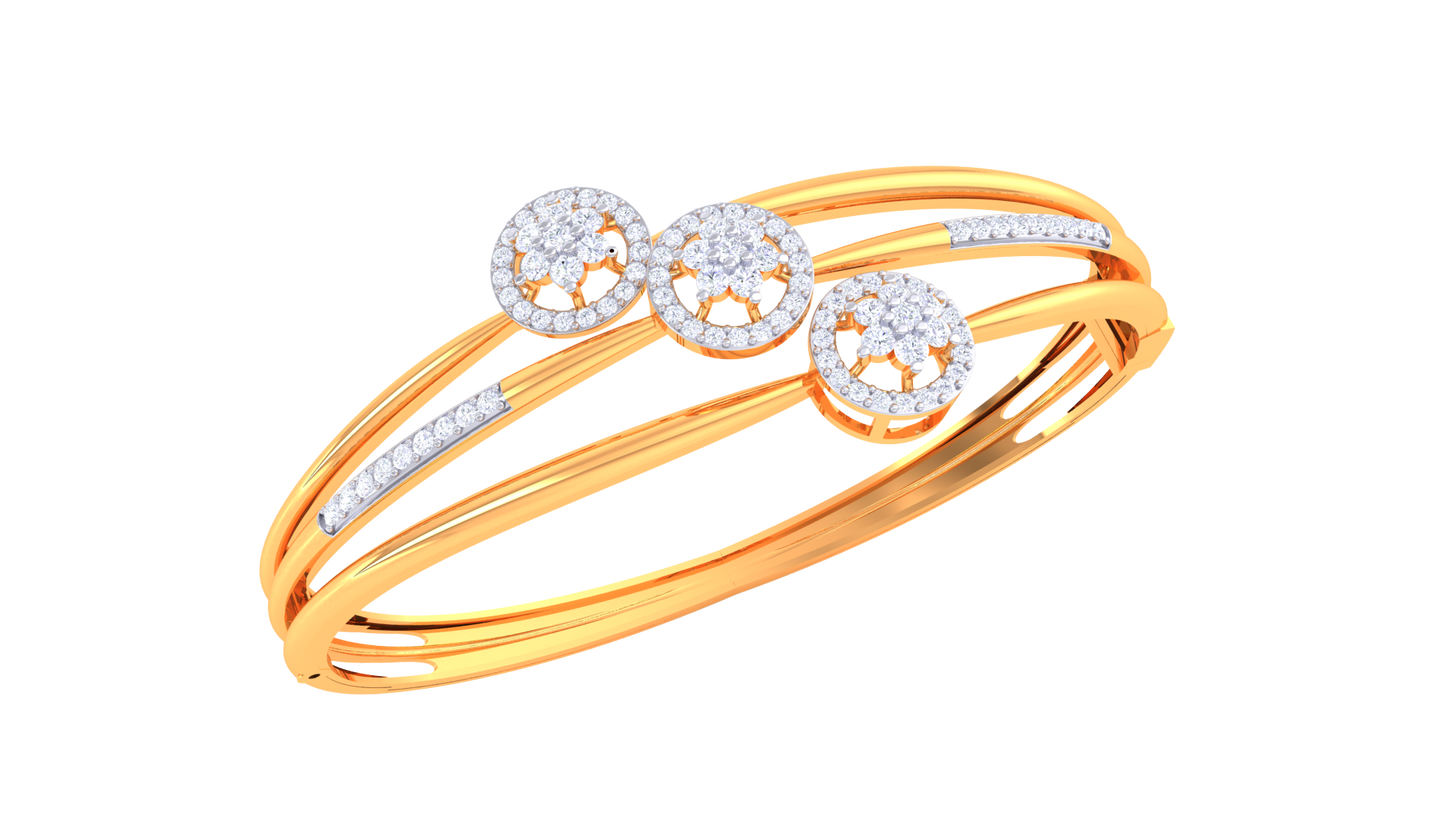 TrioBloom Layered Radiant Gold Bracelet - 0.91 Ct Sparking Diamonds