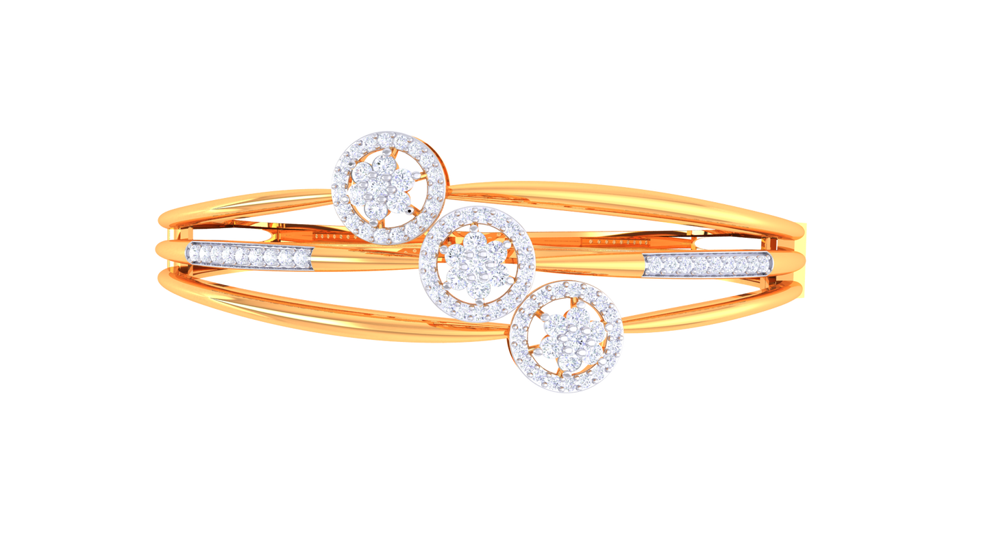 TrioBloom Layered Radiant Gold Bracelet - 0.91 Ct Sparking Diamonds
