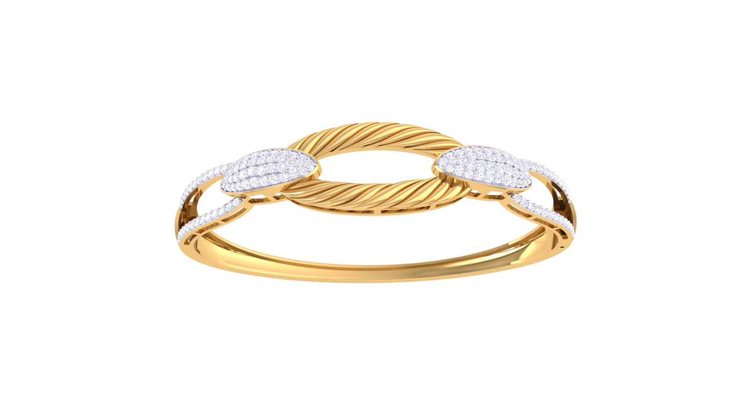 Twist Bloom Gold Bracelet - 1.16 Ct Diamonds Leaf Accents