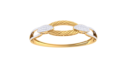 Twist Bloom Gold Bracelet - 1.16 Ct Diamonds Leaf Accents