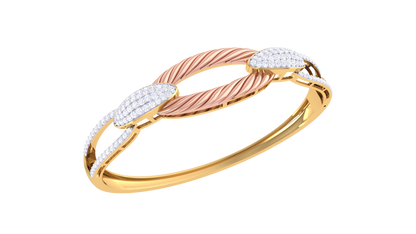 Twist Bloom Gold Bracelet - 1.16 Ct Diamonds Leaf Accents