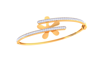Twin Bloom Gold Bracelet - 0.73 Ct Diamond Embellishments