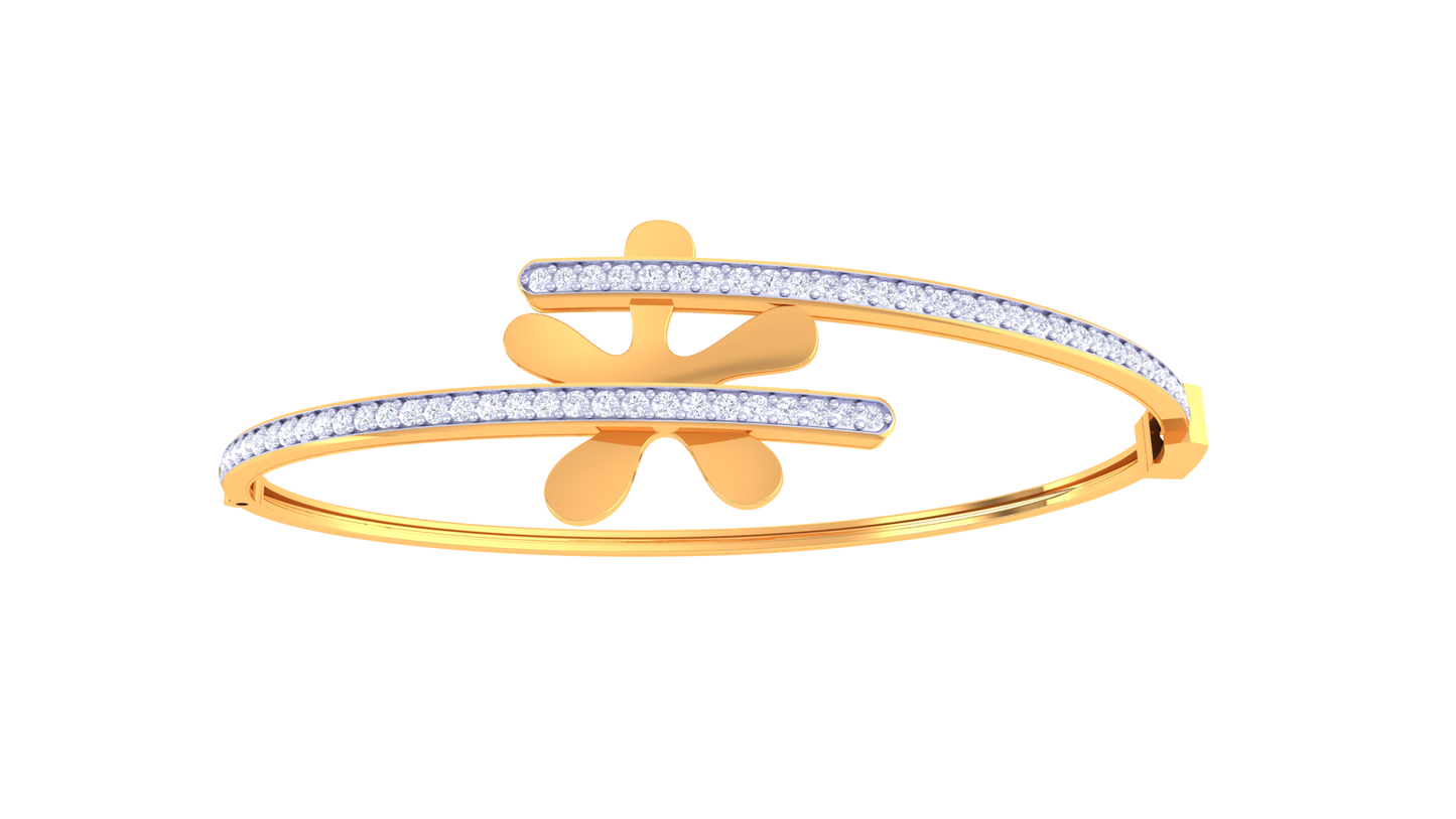 Twin Bloom Gold Bracelet - 0.73 Ct Diamond Embellishments