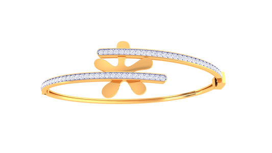 Twin Bloom Gold Bracelet - 0.73 Ct Diamond Embellishments
