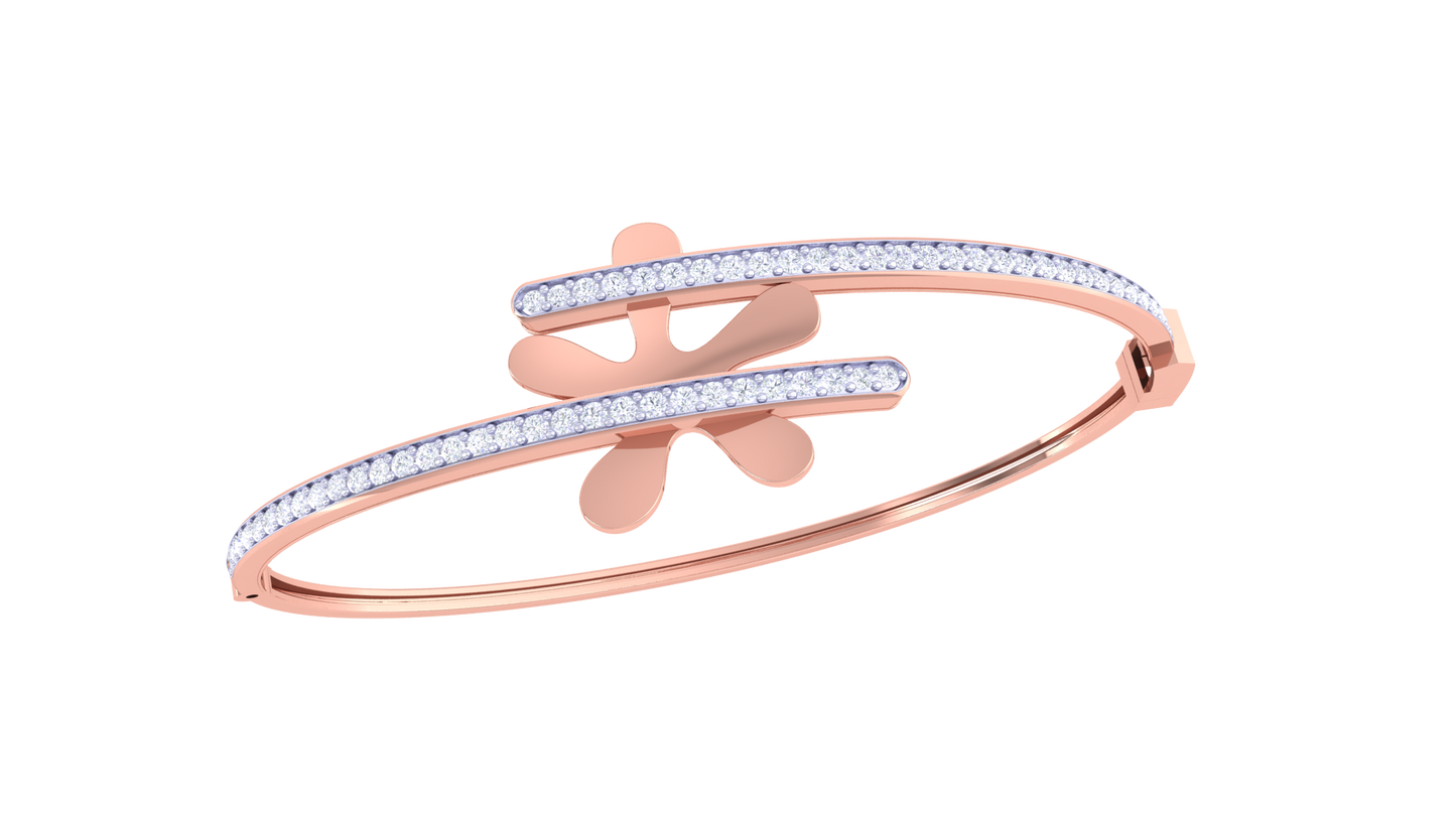 Twin Bloom Gold Bracelet - 0.73 Ct Diamond Embellishments