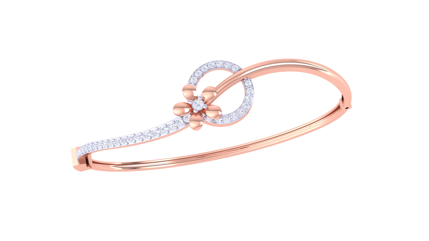 Floral Embrace Rose Gold Bracelet - 0.50 Ct Sparking Diamond