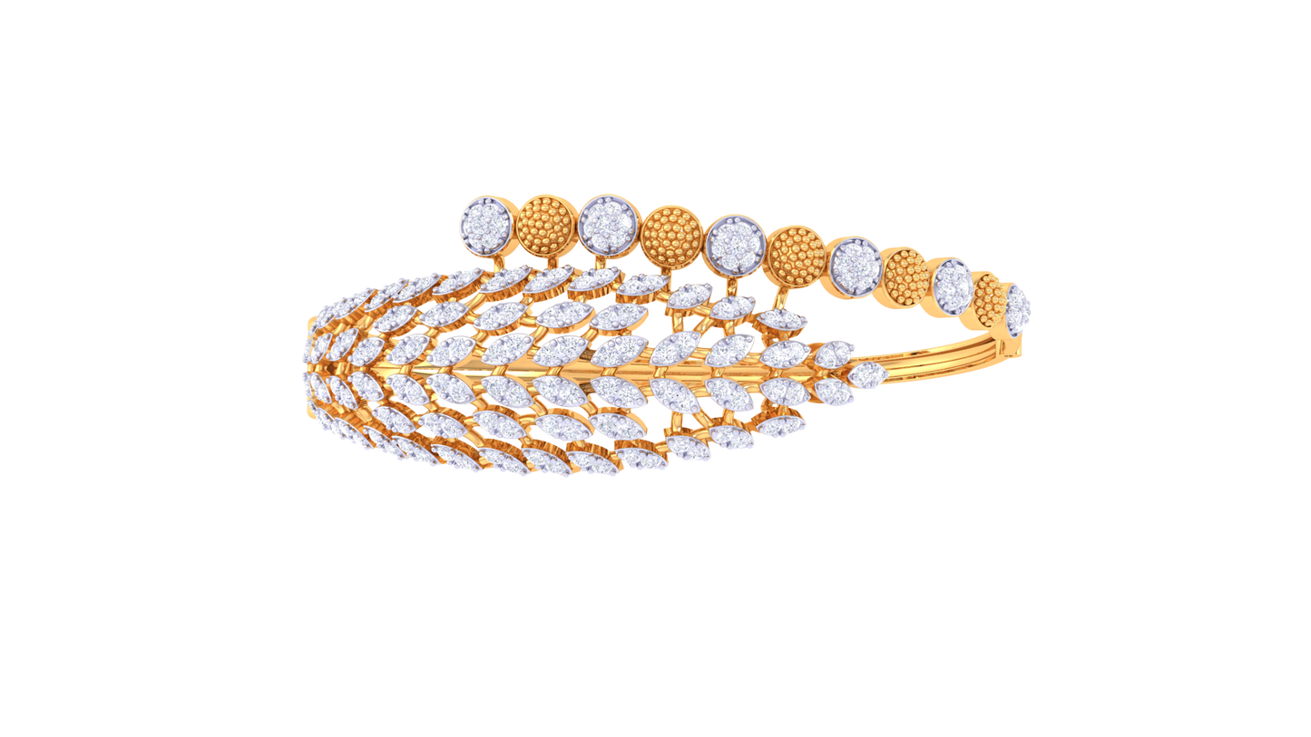 Intricate Leaf Diamond Bracelet In Gold -2.03 Ct