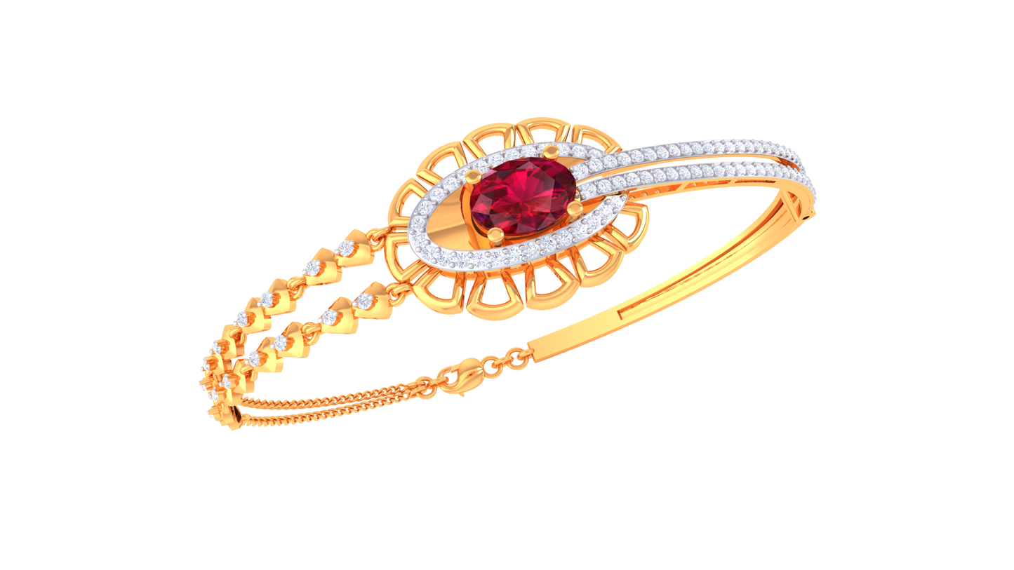 Regal Ember & Ruby Bracelet In Gold - 0.68 Ct Diamonds