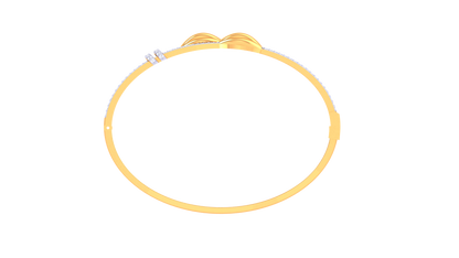 Twin Leaf Radiant Gold Bangle - 0.88 Ct Diamond Bracelet