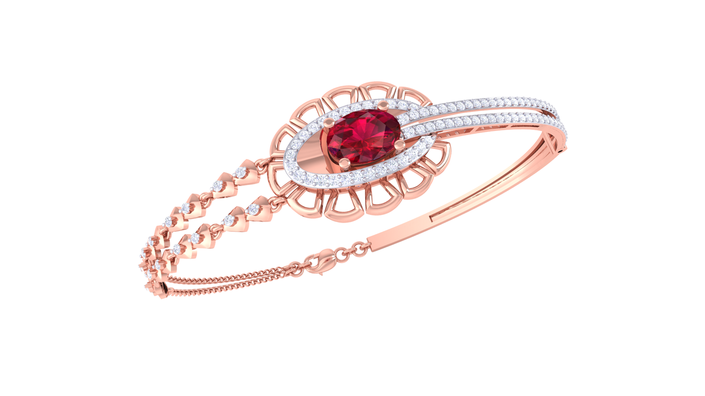 Regal Ember & Ruby Bracelet In Gold - 0.68 Ct Diamonds